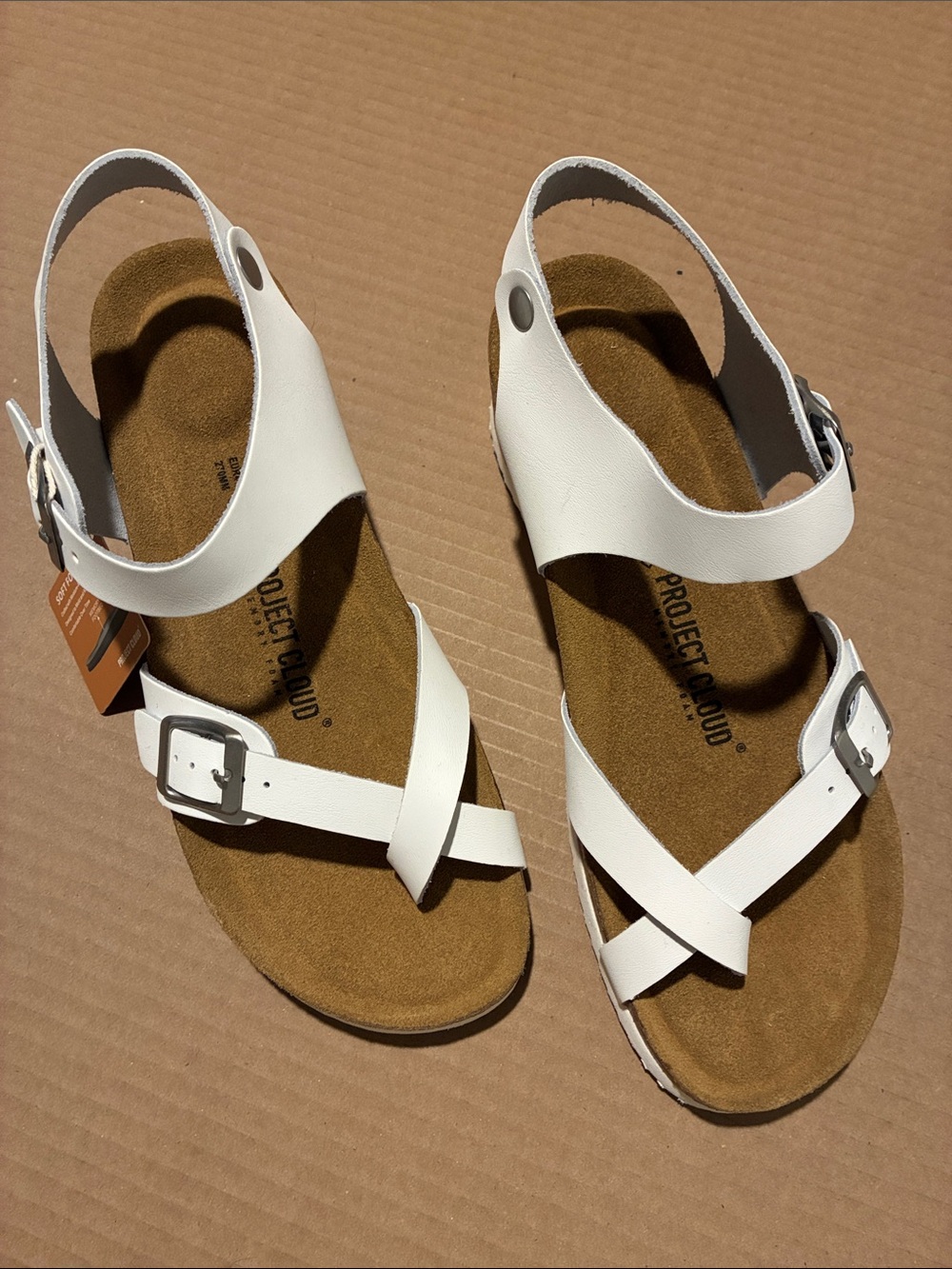 Project cloud white leather sandals NWT